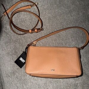 DKNY Tan Leather Shoulder Bag
